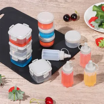 2/4Pcs Plastic Sauce Squeeze Bottle Mini Seasoning Box Salad Dressing  Containers Portable Jam Barbecue Spice