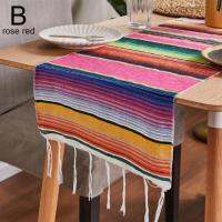 Cotton Rainbow Placemat Tablecloth Banner Table Mat Accessories Decoration Restaurant Blanket Outdoor U6B6