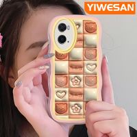 YIWESAN เคสสำหรับ OPPO เคส A36 A76 A96ลายการ์ตูนหมี3D เคสโทรศัพท์แบบใสขอบแบบดั้งเดิมกันกระแทกป้องกันเลนส์กล้องกรอบซิลิโคนเคสนิ่มโปร่งใสสีสันสดใส