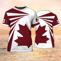 Canada Flag Emblem ใบเมเปิ้ล 3D พิมพ์ฤดูร้อนผู้ชาย O คอเสื้อยืดแขนสั้นสบาย ๆ พลัสขนาด Pullover เสื้อผ้าแฟชั่นผู้ชาย