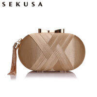 Hot SEKUSA โบว์โลหะผู้หญิงวัน Clutches พู่หรูหราแฟชั่น Lady กระเป๋าขนาดเล็กงานแต่งงานเจ้าสาวไหล่กระเป๋าถือ