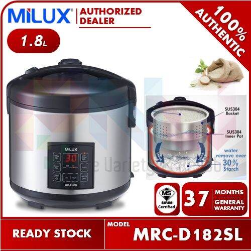 Milux 1.8L Sugar Less SUS 304 Stainless Steel Inner Pot Rice Cooker MRCD182SL / MRCD182SL Lazada