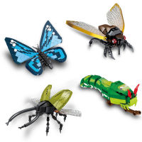 ToylinX ปลอม Bugs ชุดอาคารสัตว์แมลง Crawler Building Block Kit Cicada Caterpillar ผีเสื้อ Hercules Beetle ของเล่นสำหรับเด็ก