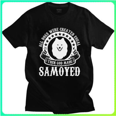 เสื้อยืดแขนสั้น คอกลม ผ้าฝ้าย แบบนิ่ม พิมพ์ลาย Novelty Samoyed Dog สําหรับผู้ชาย  K3WN