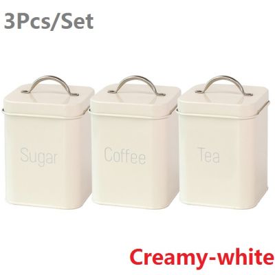 3PcsSet 10.6*10.6*14cm Creamy-white Cyan-blue Square Sealed Jar Coffee Pot Tea Caddy Sugar Bowl Milk Powder Can Moisture-proof