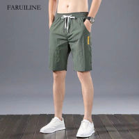 FARUILINE MEN035 กางเกงขาสั้นผู้ชายฤดูร้อนใหม่บางกางเกงขาสั้นสบายๆกางเกงผู้ชายหลวมห้าจุดผ้าไหมน้ำแข็งแนวโน้มกางเกงชายหาด tide