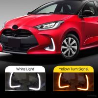 2PCS LED Daytime Running Light For Toyota Yaris Vios 2020 2021 Dynamic Turn Yellow Signal Relay Car DRL Day LightSignal Light Assemblies Parts