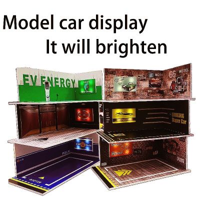 Diorama 1/24 Parking Lot With Light  for Alloy Car Models Toy  PVC Garage DIY Scene DieCast Car Model Die-Cast Vehicles