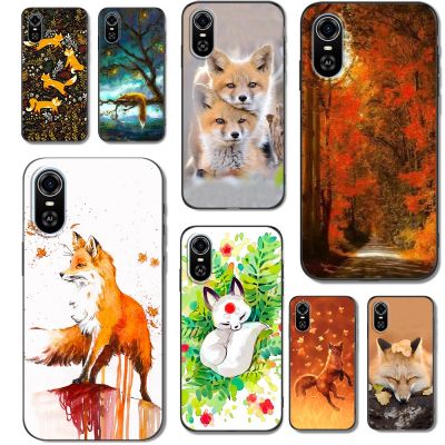 Cute Case For ZTE Blade A31 PLUS Back Phone Cover Protective Soft Silicone Black Tpu Fox autumn leaves