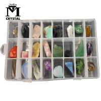 Twenty-four kinds Natural gravel crystal and rough stone Quartz Rock Mineral specimen Healing Reiki Collection gemstone