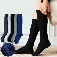 ✶  New High-Grade Thick Warm Solid Color Cotton Wool Material Mens Winter Fashion Casual Calf Long Socks Designer Gifts for Men