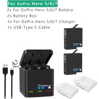 2Battery567Charger 2Battery567Charger J76ของแท้สำหรับ Gopro Hero 10 Hero 8 Hero 5 6 7แบตเตอรี่สีดำหรือใส่ได้พอดีกับ Gopro Hero5แบตเตอรี่สีดำที่ชาร์จแบบสามหัว