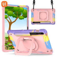 Casing Tablet แฟชั่นสำหรับซัมซุงกาแล็กซีแท็บ S7 11.0 "(2020) / SM-T870 T875 T876B TPU นิ่ม + ชิ้น2 In 1ฝาครอบคลิปหนีบสายเคเบิลในตัวและ2CHD ปลอกกันกระแทกกระเป๋าสายยาวสะพายไหล่