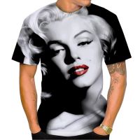 เสื้อยืดแขนสั้นพิมพ์ลาย3D ของ Marilyn Monroe Plus Size Leisure Fashion Short Sleeve Tops