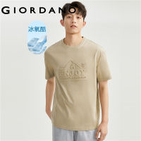 GIORDANO ผู้ชาย เทคโนโลยีขั้นสูงความรู้สึกเย็นน้ำแข็งออกซิเจนเย็นถักเสื้อยืดคอกลมแขนสั้นนูน Free Shipping 01023422