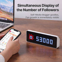 นาฬิกาหมายเลขสมาร์ทผู้ติดตาม Youtube ฟังก์ชั่นพยากรณ์อากาศพร้อมกัน Pixelated Message Display Home Decor