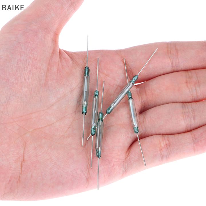BAIKE 5pcs 4x28MM Green tube silver pin Reed Switch Sensor Normally