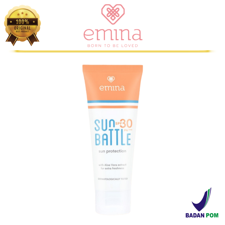 Sunblock Emina Sun Protection Sun Battle 60ml Fun Size 23ml SPF 30 Sunscreen Wajah Dan Badan