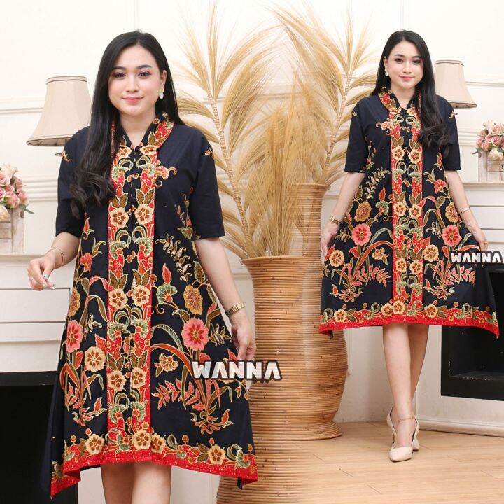 Contoh DRESS BATIK KEKINIAN ATASAN WANITA ELEGAN MODERN CANTIK | Lazada