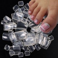 100PCS Square Full Coverage False Toe Nails Natural/Transparent/White Acrylic Fake Nail Tips Nail Art Decorations Manicure Tool