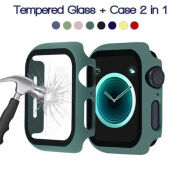 Kính Cường Lực + Ốp 2 Trong 1 Cho Apple Watch Series SE 6 5 4 3 2 1 Bảo Vệ