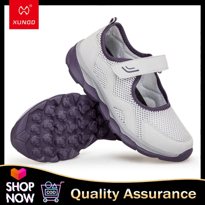 XUNDD Women's Casual Shoes Elderly Shoes Mesh Comfort Velcro Women's Shoes  Mom's Flat Shoes Anti-slip Walking Shoes | Lazada PH