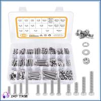 JXFTKM 480PCS 304สแตนเลสสตีล สลักเกลียวเมตริก 13ขนาดทั่วไป M4 M5 M6 สกรูหกเหลี่ยมสกรู พร้อมกล่องเก็บของ ชุดน็อตและสลักเกลียว มืออาชีพด้านการ