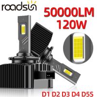 roadsun D1S Led Headlight Canbus 50000LM 120W D3S D2S D4S D5S ds1 Auto Xenon Bulbs Car Light D1R D2R 6500K CSP Chip Super Bright Bulbs  LEDs  HIDs