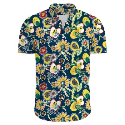 ♦เสื้อเชิ๊ตลายดอกไม้สำหรับผู้ชาย,เสื้อชายหาดลำลองมีกระดุมเสื้อฮาวาย22-23เสื้อยืดทรงโอเวอร์ไซส์พิมพ์ลายเสื้อสั่งได้