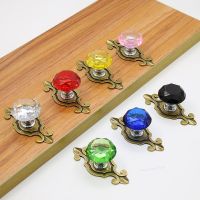 ♚ Furniture cabinet door handle transparent crystal handle color modern cabinet wardrobe drawer cabinet single hole handle