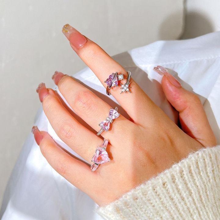 rings-for-girls-temperament-rings-cool-style-rings-fashion-rings-for-women-pink-rings-crystal-rings