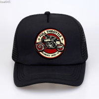 Throttle ❃Full 2023 Cafe New Racer Rockabilly Biker Baseball cap Men 2023 Summer Cotton Trucker cap Men Mesh Snapback Hat bone Versatile hat