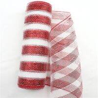 【cw】 10yards 26cm ChristmasRed WhiteMeshWeddingXmas DecorationGift Packing HomeNavidad
