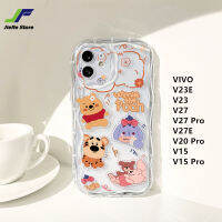 JieFie ชุดหมีและหมูน่ารักโทรศัพท์มือถือเคสสำหรับ VIVO V23E / V23 / V27/V27โปร/V27E/V20โปร/V15/V15โปรออกแบบคลื่นเคสป้องกันการกระแทกพิเศษ