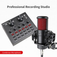 Profession Metal Condenser Microphone Sound Card Phantom Power Gaming Studio Microphone for Phone PC Computer Karaoke Recording