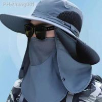 New Fishing Hat Sun Shading Large Eaves Mountain Climbing Mask Mesh Breathable Summer Outdoor UV Protection Detachable Full Face