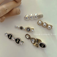 【cw】 Korean Style New Pearl Heart Duckbill Clip Rhinestone All-Match Side Clip Texture Advanced Metallic Hair Clips Hair Accessories ！