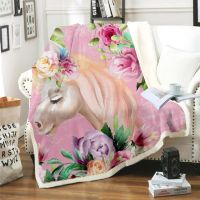 2023 Star Unicorn 3D Digital Printing Chunky Knit Custom Blanket  Winter  Flannel Blanket Comfy Hood