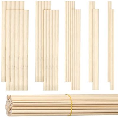 100 Pieces Dowel Rods Wooden Dowel Rod Craft Wood1/8,3/16,1/4,5/16,3/8X6Inch Sticks for Crafting DIY Wedding Ribbon Wand