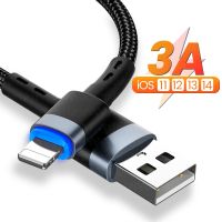 3A USB ไฟฉายกันน้ำด่วนสายสำหรับ iPhone 14 13 12 11 Pro Max XR XS 6S 7 8โทรศัพท์มือถือสายชาร์จสายรับส่งข้อมูล2M