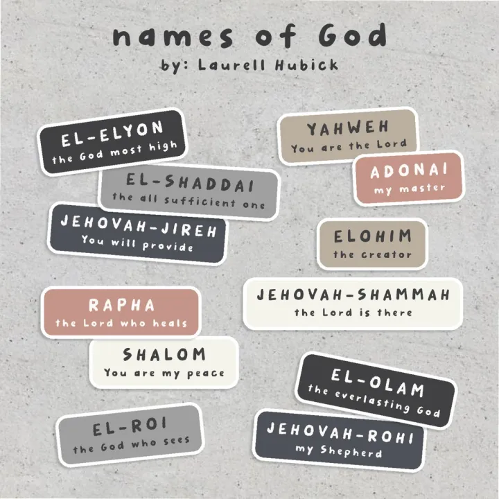 Names Of God (bible   Faith Calligraphy Sticker Pack) 