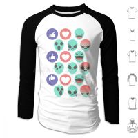 Reactions Hoodies Long Sleeve Facebook Reactions Ufo E T Extraterrestrial Cute Kawaii Haha Love Sad Angry Wow Like