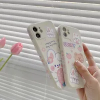 เคสโทรศัพท์ลายหมีน่ารักเหมาะสำหรับ Apple 12Pro Max 7 8Plus XR XS MAX 11Pro 12 Pro กระต่ายปลอกซิลิโคนน้ำ Fundas