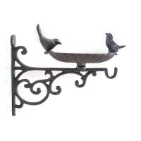 Cast Iron Bird Bath Wall Mounting with Hook and Two Decorative Birds Outdoor Wild Birds Bird Feeder for Courtyards