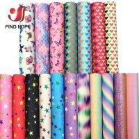 A4 20*30CM Mermaid Gradient Sparkle Fine Glitter Rainbow Vinyl Leather Fabric Sheet Sequins Frosted Craft DIY Hair Bow Materials Note Books Pads