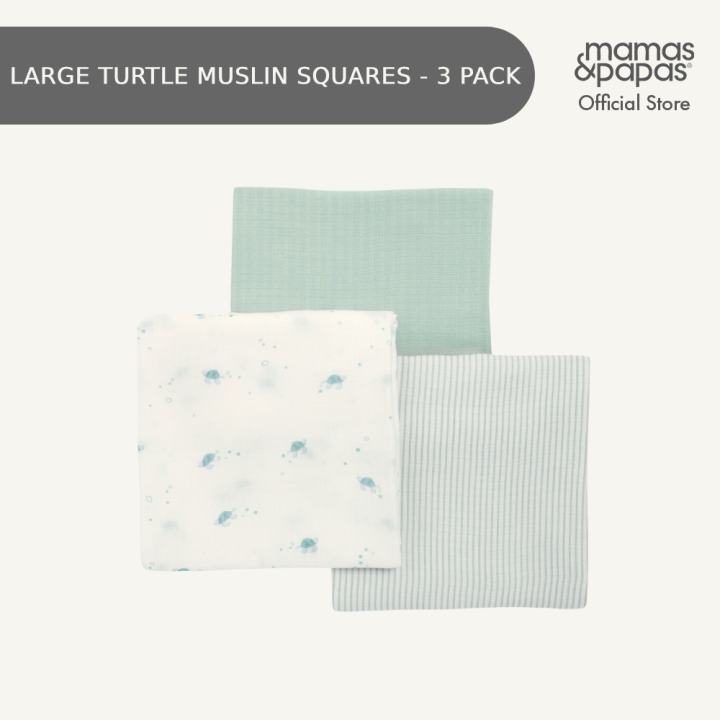 Mamas and Papas Large Turtle Muslin Squares 3 Pack Lazada PH