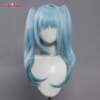 PRE VENDA UWOWO Genshin Impact Faruzan Cosplay Peruca Cabelo Longo Azul Claro 50CM Peruca Resistente Ao Calor