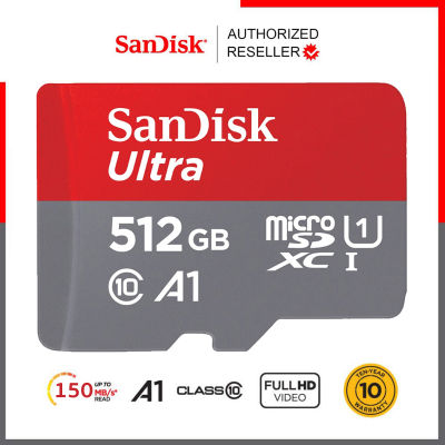 Sandisk Ultra microSD Card SDXC ความเร็วอ่าน 150MB/s ความจุ 512GB Class 10 A1 (SDSQUAC-512G-GN6MN) รุ่นใหม่ ไม่มีอะแดปเตอร์ เมมโมรี่ การ์ด แซนดิส Memory ประกัน Synnex 10 ปี แดงเทา