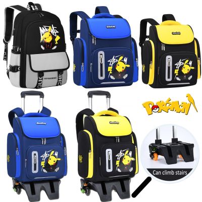 New Trolley Bag Pokemon Go Primary Schoolbag Pikachu Boys Cartoon Children Backpack Space Reflective Waterproof Breathable Bag
