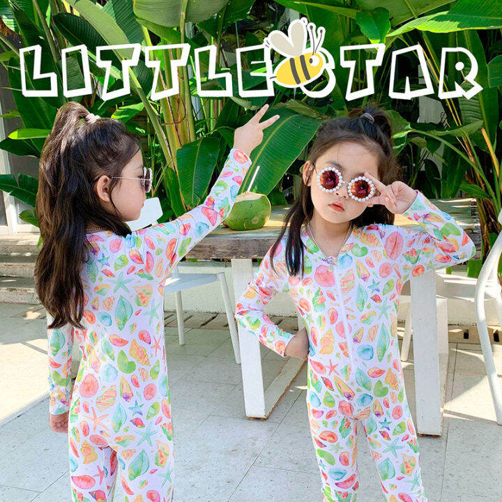 Girl Swimming Wear Korean Girl's ClothingKids Swimwear Long Sleeve One